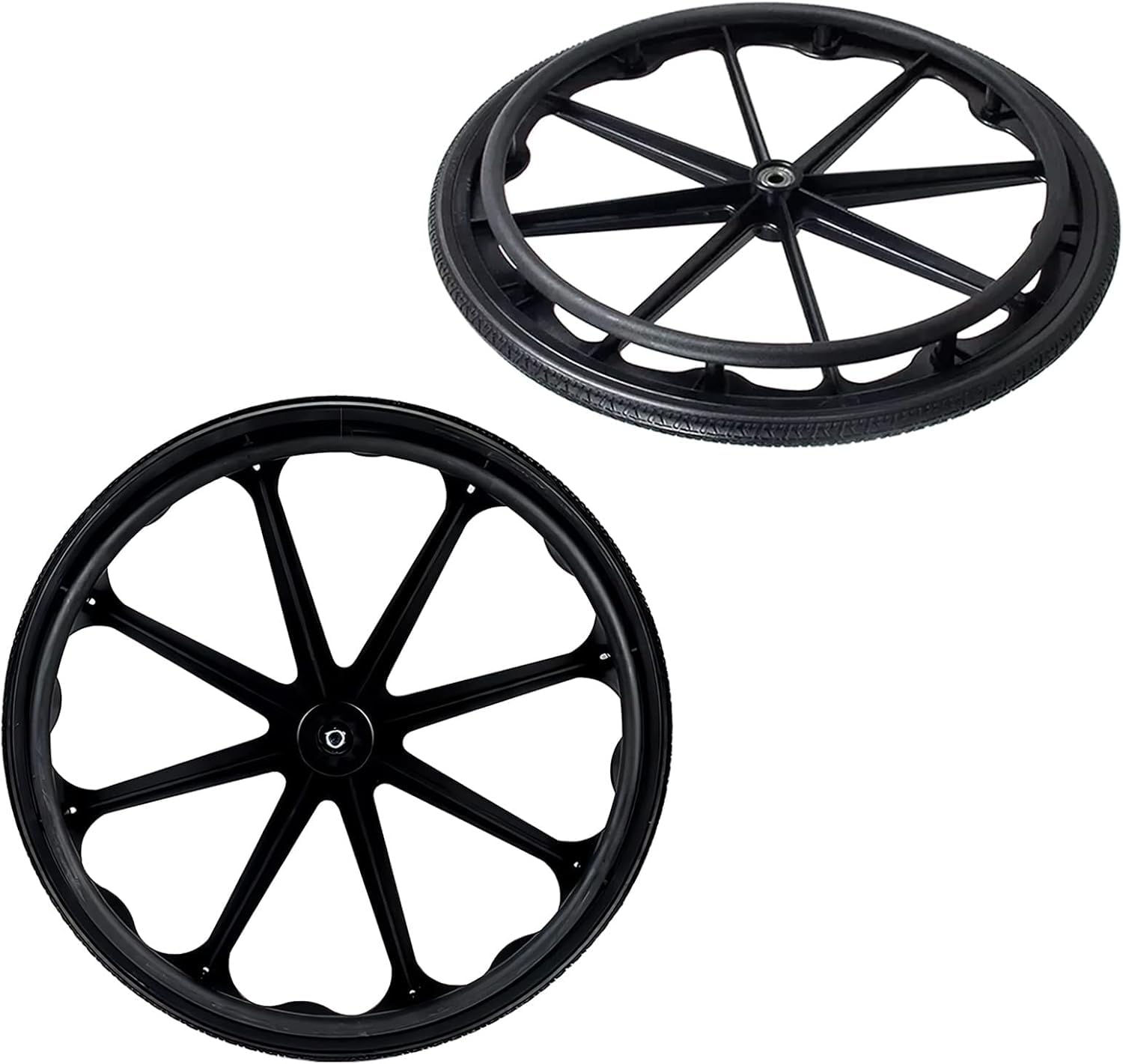 Ruedas De Repuesto para Silla De Ruedas, Paquete De 2, 20, 22 Y 24 Ih, Rueda Trasera De Silla De Ruedas Formada Integralmente, Rueda De Silla De Ruedas De Poliuretano Sólido, 24in(60cm)*13/8