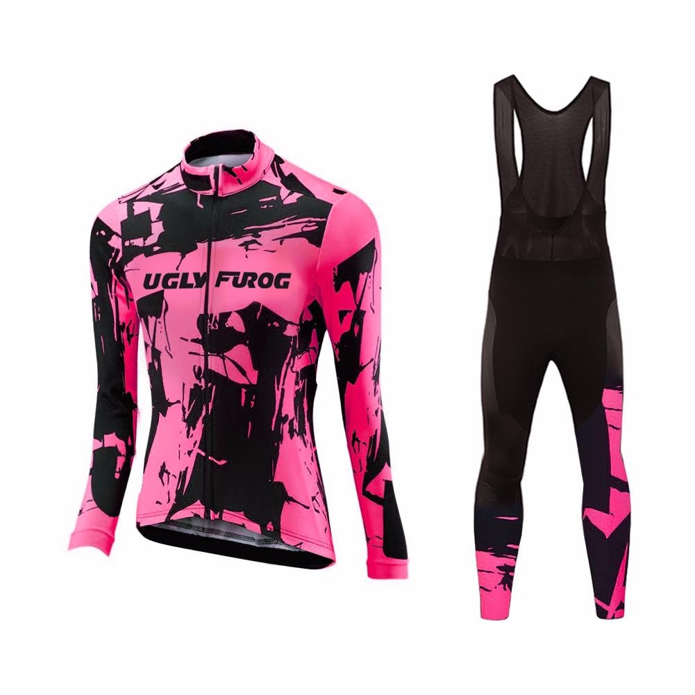 UGLY FROG Completo Abbigliamento Ciclismo Set 2021 Nuovo Donna Invernale, Tuta Ciclismo Termico Pantaloni Lunghi + Manica Lunga per Bicicletta Road Bike Moda WZ02