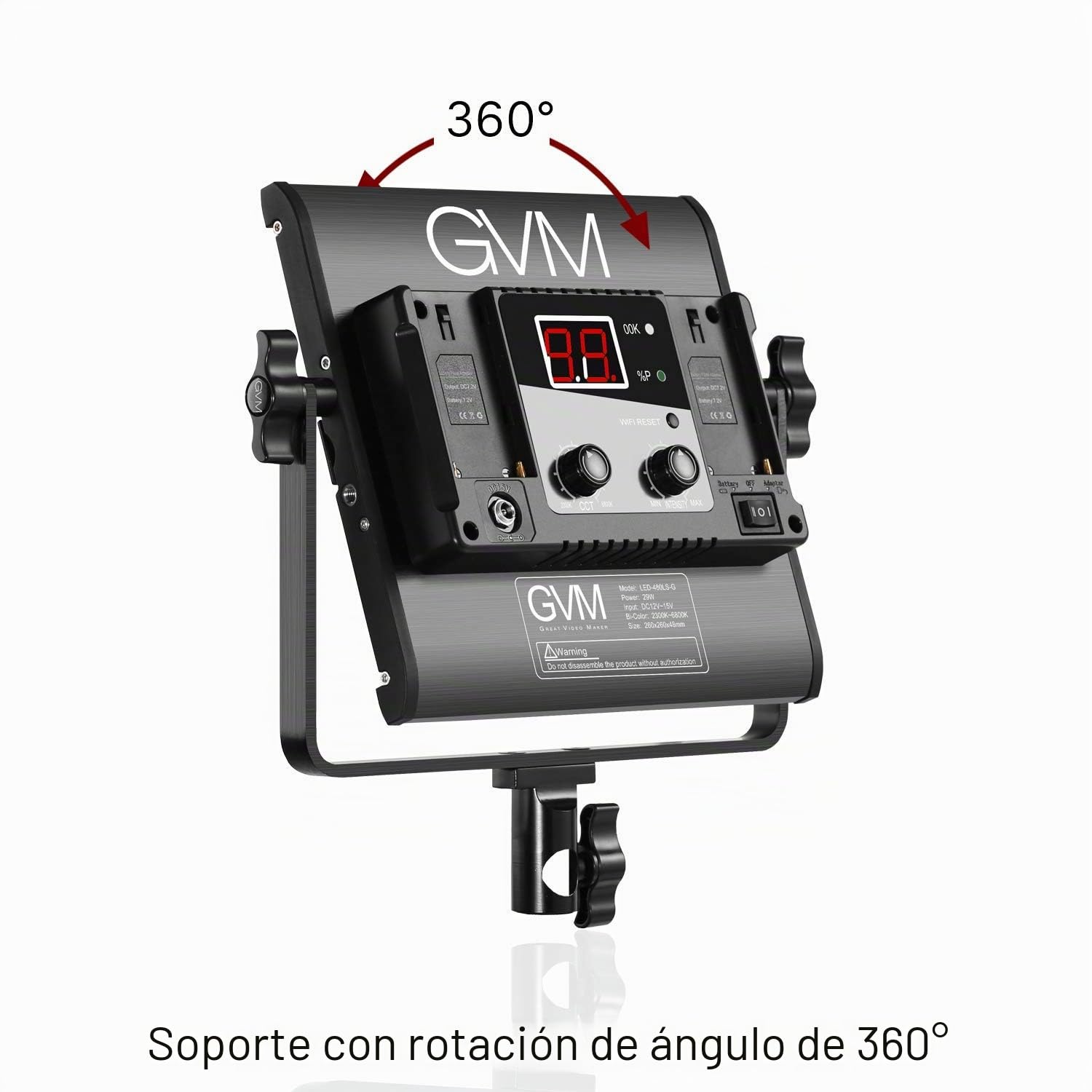 GVM - Lámpara de Vídeo LED con Trípode, Aplicación Control 480 LED, Iluminación Fotográfica para Youtube Studio, Juego Luces Vídeo, CRI97, Panel Bicolor 2300 K-6800 K, Nivel luz (3 Unidades)