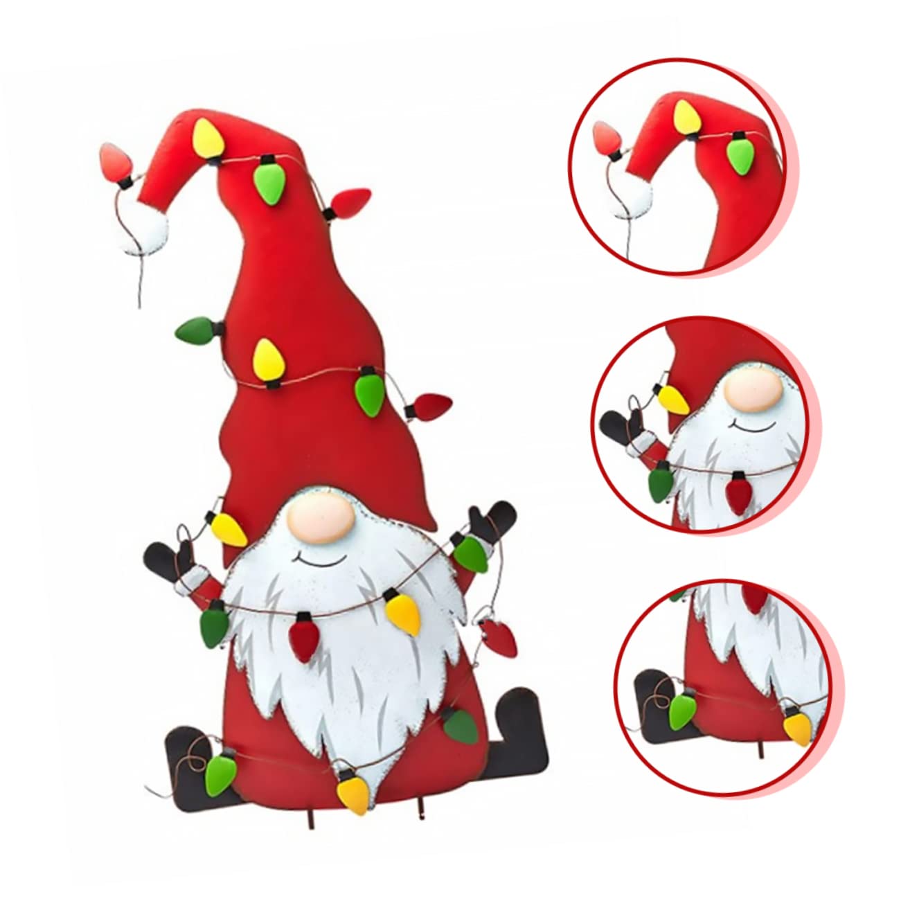 Cabilock 3 STK Terrassenzusätze Weihnachtszeichen Statue von Gartenzwergen Herbst Grün weihnachtsdeko gartenstecker Weihnachten Weihnachtsgartendekoration Weihnachtszwerg-Gartenpfähle Eisen