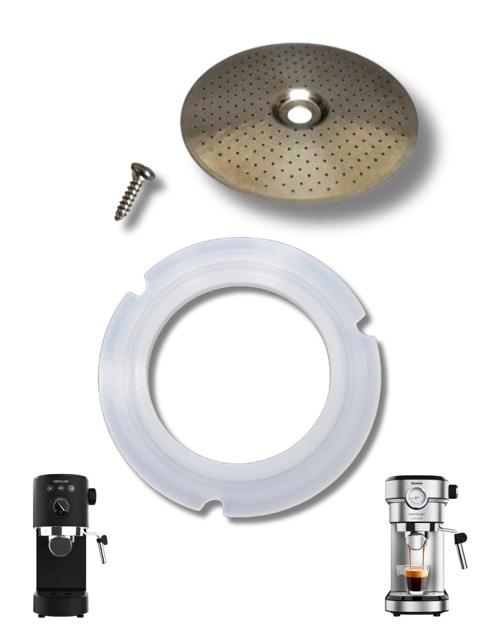 RECAMAT® Joint porte-filtre de rechange pour cafetière Cecotec Power Instant-ccino 20 Touch & Chic Pièce de rechange en silicone durable et résistant à la chaleur