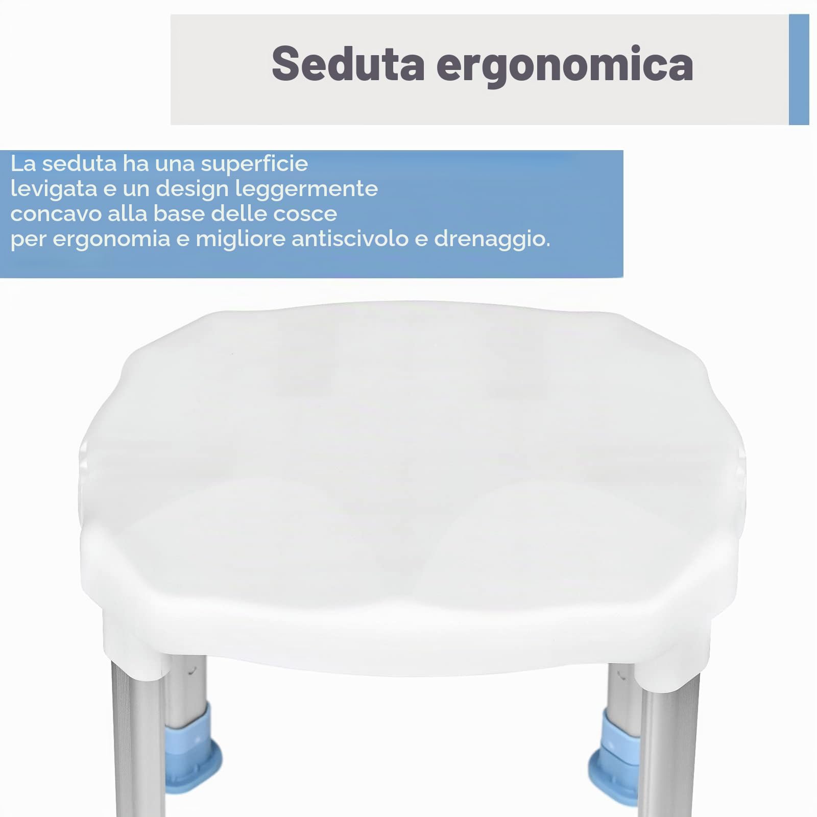 UISEBRT Sedia da doccia con bracciolo e schienale, sgabello da doccia regolabile in altezza, con piedini in gomma antiscivolo, sedile doccia fino a 150 kg