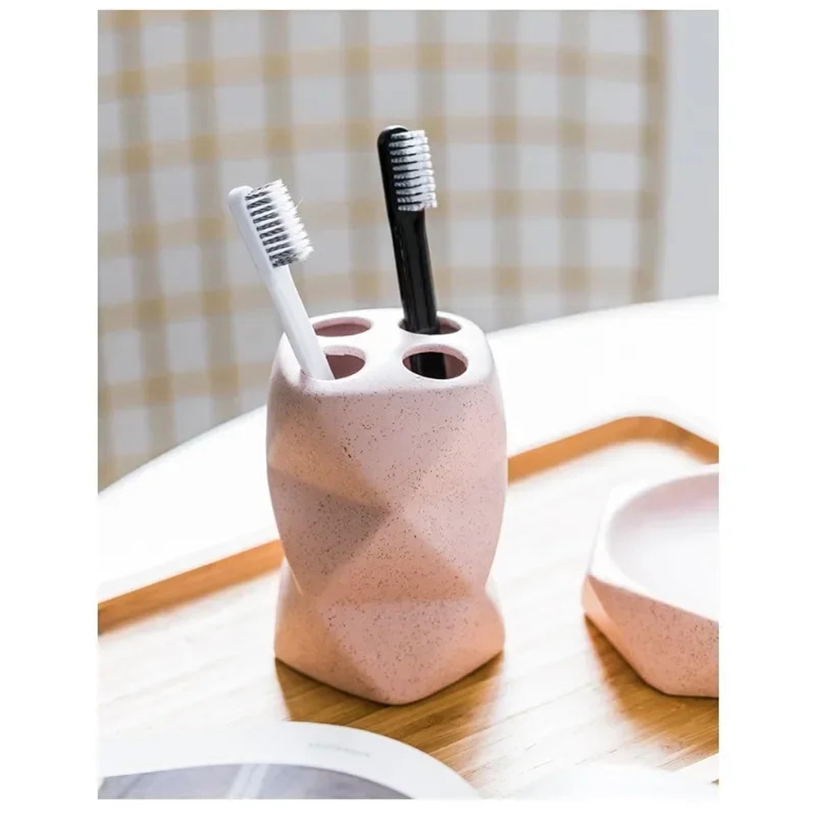 Jabonera Baño Juego de 4 Piezas cerámica for baño, Suministros, Adornos, Enjuague bucal, Cepillo Dientes, Taza, Accesorios(Pink 4-Piece Set)