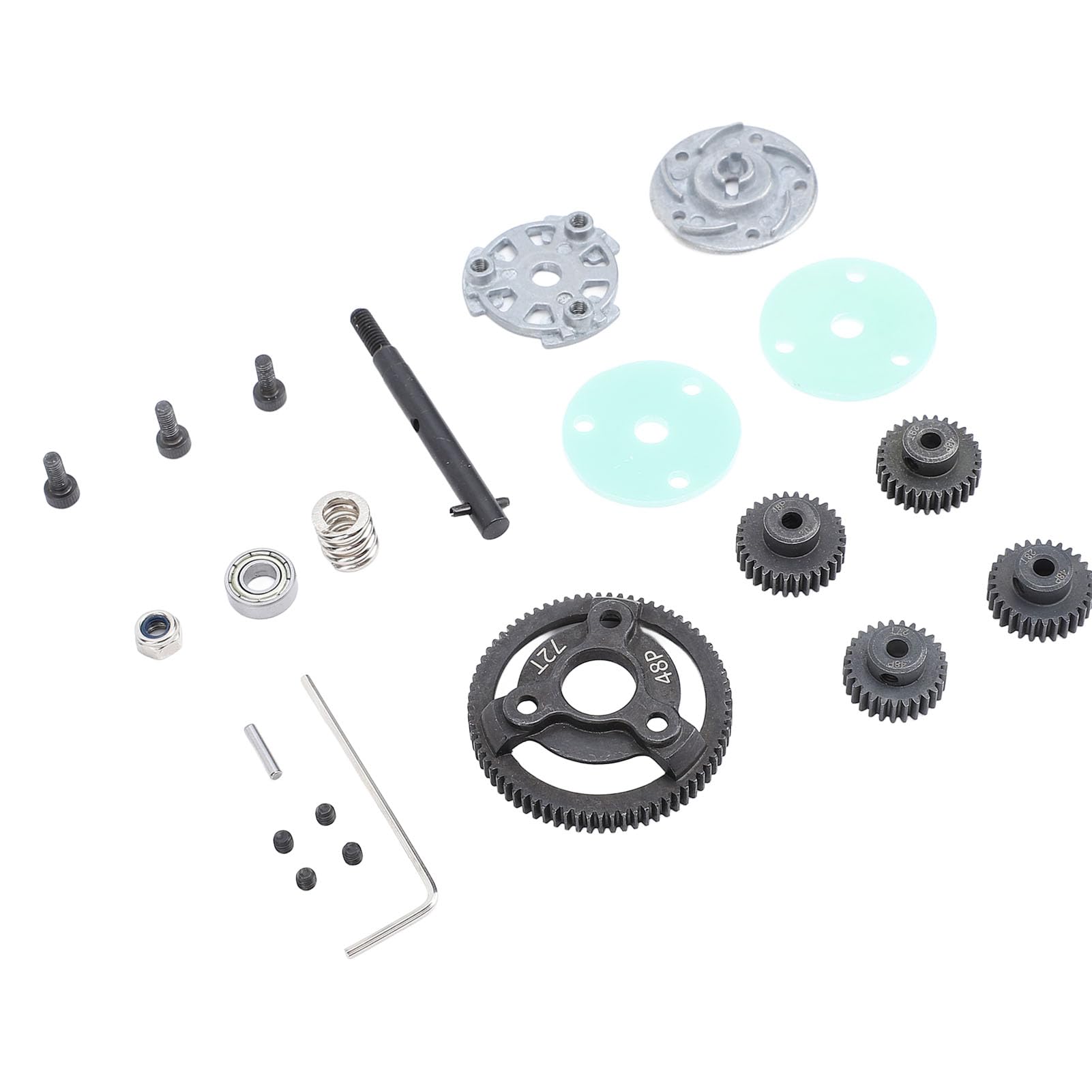 Metallgetriebesatz für Slash 2WD 1/10 RC Car, 72 Zähne großes Zahnrad mit 27T 28T 29T 30T Motorritzelschraubensatz