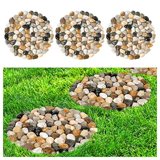 21+ Stunning Full Shade Landscaping Ideas for Your Garden 3 River Rock Stepping Stones Outdoor for Garden Walkway, 12 inch Diameter 3 Pcs Round Shape Paver Step Stones Polished Pebble River Stone Mat for Yard Lawn Patio Pathway Walk Way - Multi-Color