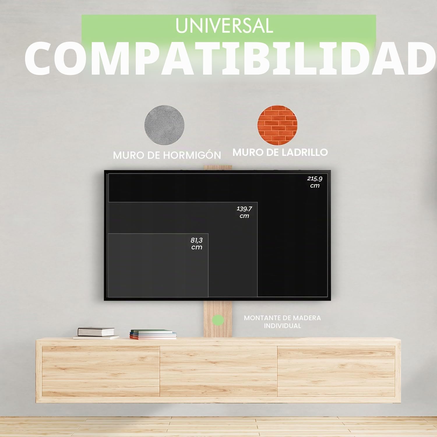 Soporte de Pared para TV 32-85 Pulgadas - Inclinación y Giratoria – MAX VESA 600x400mm - Ultra Delgado para Pantallas LED, LCD, Plasma y Curvadas - Capacidad de Carga Máx 60 kg