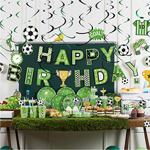 Soccer Theme Birthday Party Decorations Soccer Hanging Swirls Happy Birthday Banner For Kids Boys Football Party Supplies Sunbeauty #TOP4