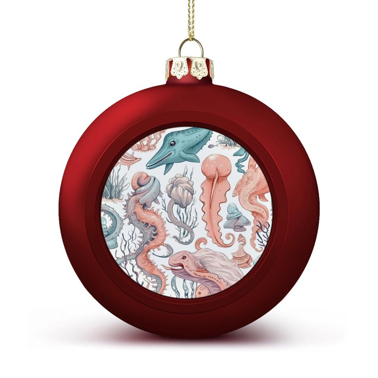 Colorful Ocean Christmas Balls Ornaments for Xmas Christmas Tree 1.6" Hanging Shatterproof Xmas Balls Hanging Decor Pendants for Holiday Party Outdoor Indoor DIY Craft Supplies