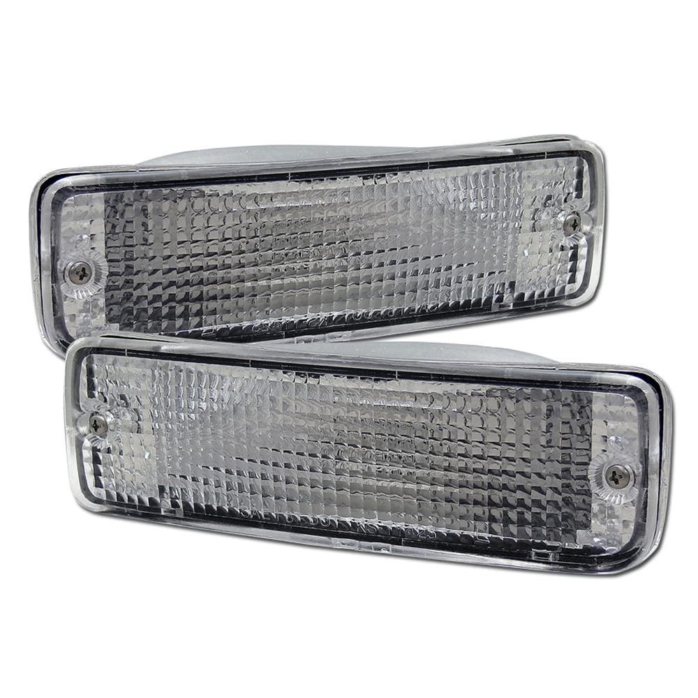 Chrome Clear Housing Front Bumper Turn Signal Lights Parking Lamps ks Compatible With 89-95 Toyota Hilux Pickup / 90-91 Toyota 4Runner
