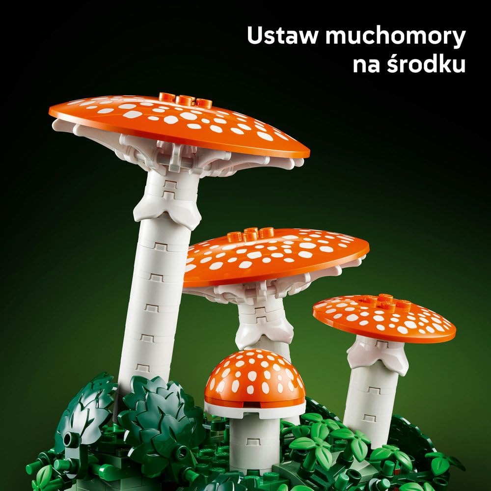 LEGO Botanicals Grzyby leśne, zestaw konstrukcyjny dla dorosłych, roślinna ozdoba do salonu z muchomorem i kwiatami, pomysł na prezent dla kobiety, mężczyzny i miłośników roślin 11505