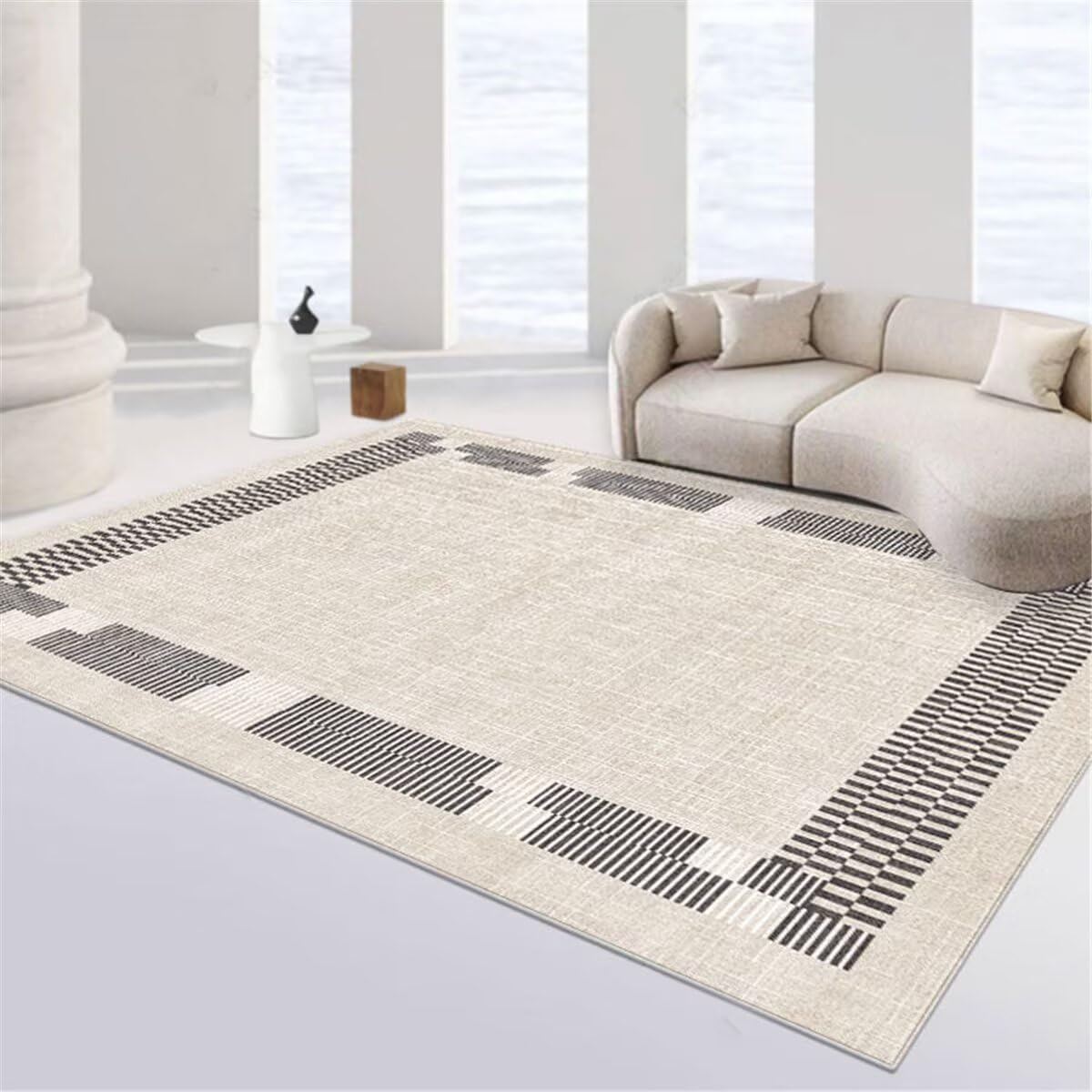 Tapis de chambre gris 80x120cm à lignes simples pour déco de salon