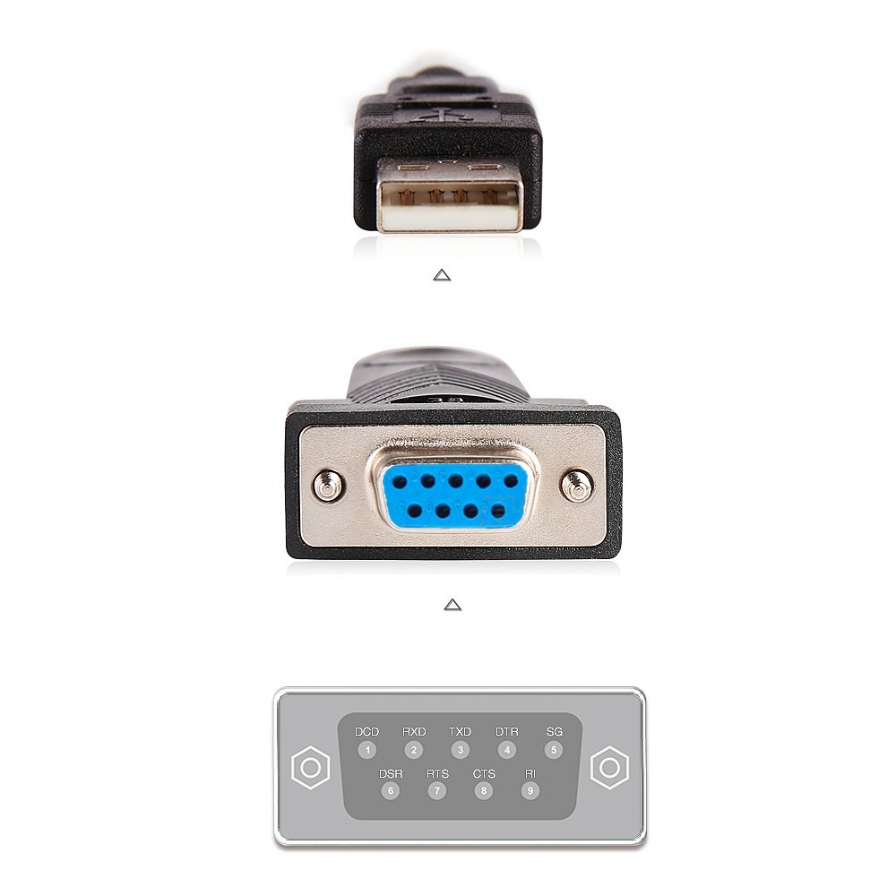 Cooso - Cavo adattatore da USB a RS232, da USB 2.0 maschio a seriale (9 pin) DB-9 RS-232 femmina (chipset FTDI) nero Nero 1.5meters
