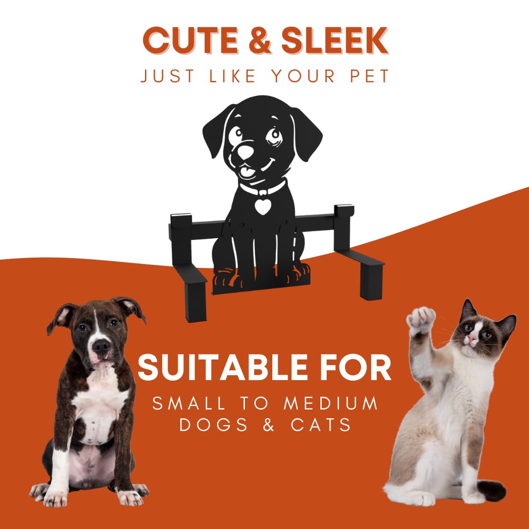 COGO GINGY Pet Feeder| 2 Stainless Steel Bowls (800 ml Each) | Wall Mountable | Elevated Feeder for Medium & Large Dogs & Cats | 10 x 10 x 7.5 inch | Strong Metal Frame | Colour: Matt Black 3