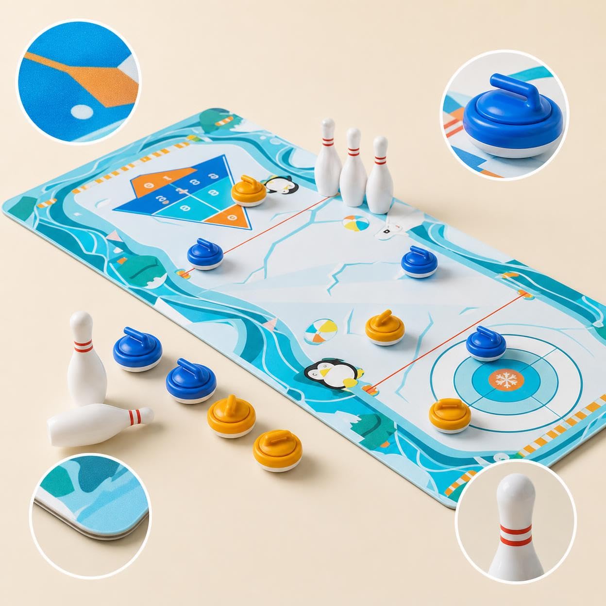 Juego Mesa para Niños con Tablero slizante Plástico y Goma con Anillos Objetivo y Líneas para Entretenimiento r en Casa Acuado para Regalos y Fiestas.