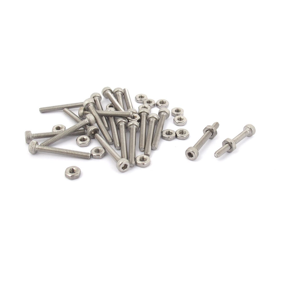 Uxcell Silver Sourcingmap M2x16mm Hex Socket Head Knurled Cap Screws Bolts Nuts Set 20Pcs