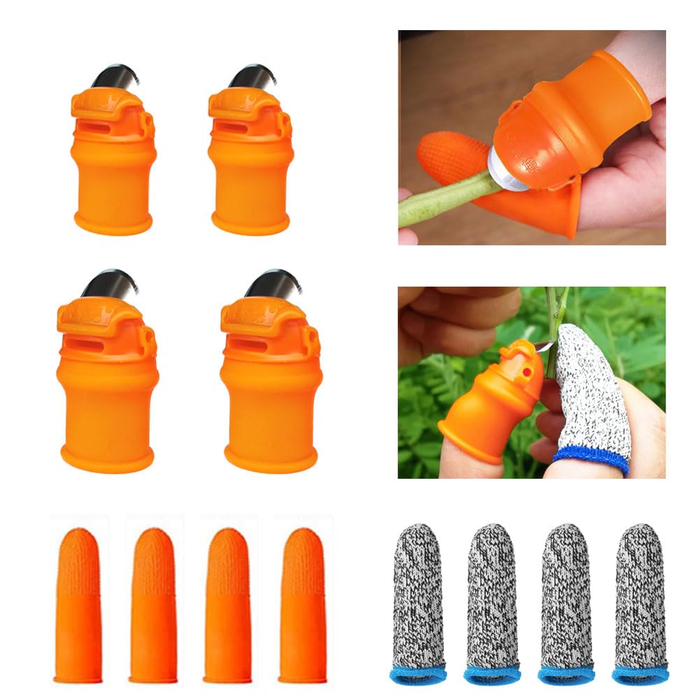 12 Pcs Gardening Silicone Thumb Knife Tool Set for Harvesting, Plant Fruit Picking, Trimming, Thumb Cutter for Finger Protection