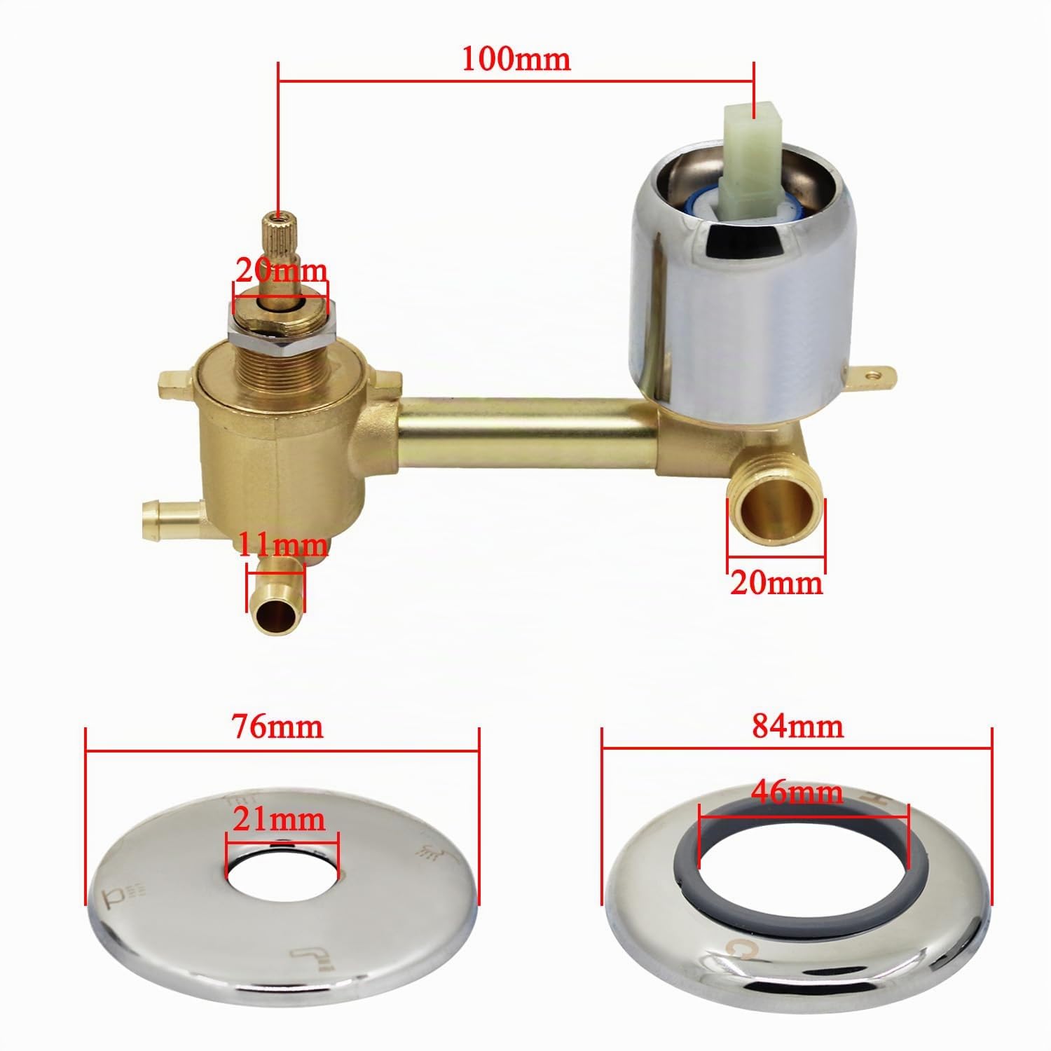 Mezclador de ducha empotrado para baño conjunto grifo para cabina de ducha juego válvula desviadora de agua caliente fría pared latón regulador llave (3 vias 10cm)