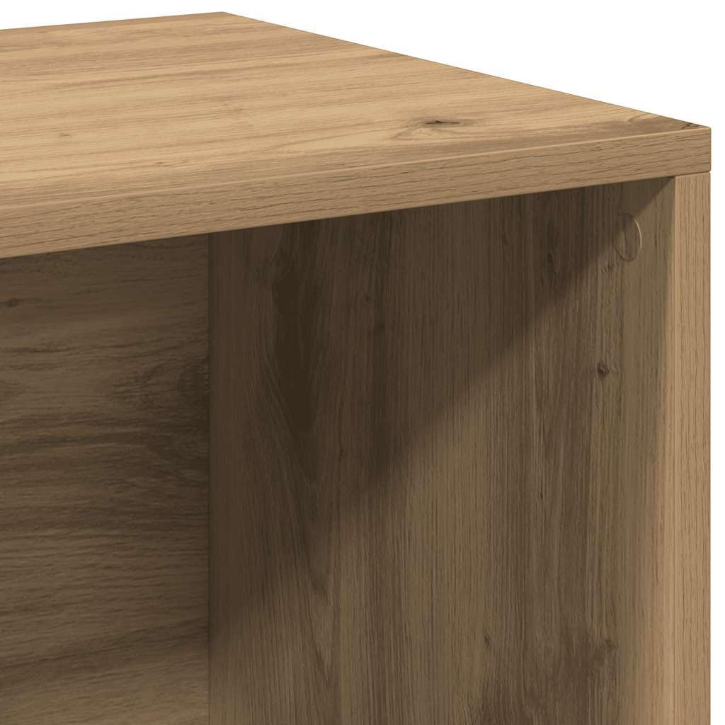 Caja para discos de vinilo de madera, caja de almacenamiento LP y estante para discos de vinilo con 2 compartimentos, estante de vinilo horizontal y vertical, roble Artisan, 69,5 x 34 x 36 cm
