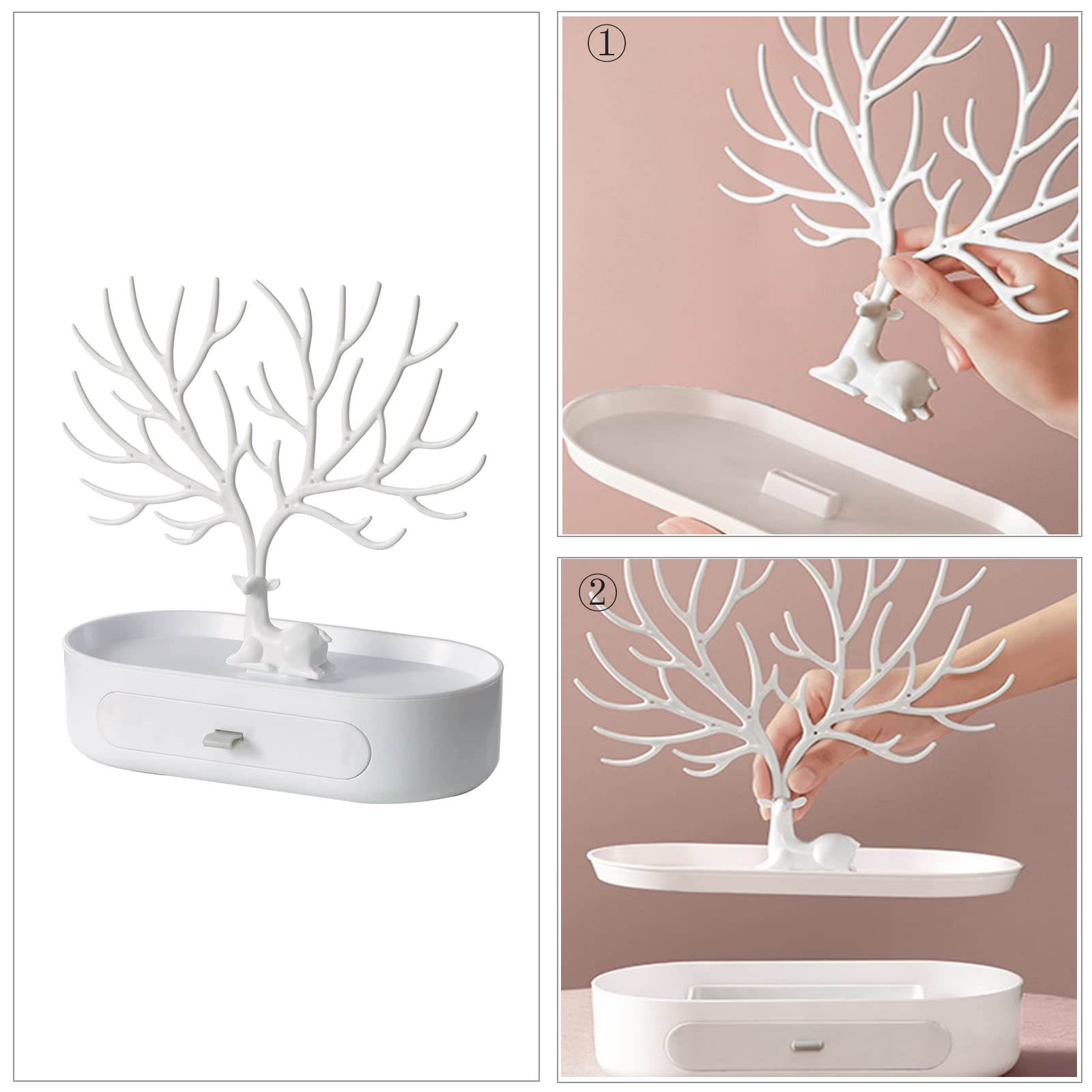 Portagioelli A Forma Di Albero Con Uccellini, Organizer Da Tavolo Per Anelli, Collane E Orecchini, Regalo - 2