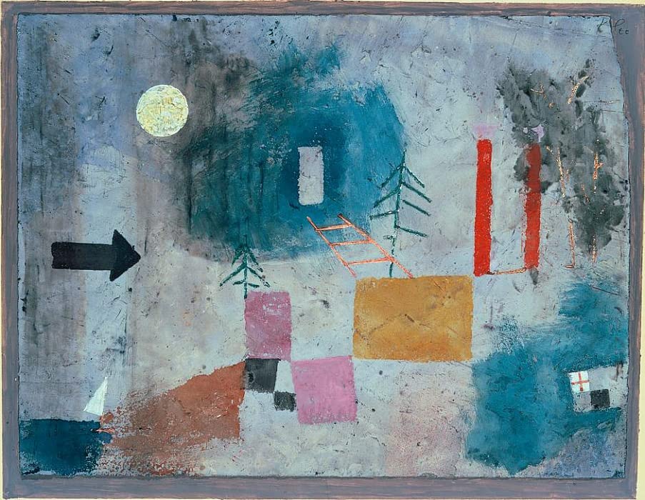 Impression sur toile Passage des colonnes rouges par Paul Klee tableau abstrait pour bureau 60x90cm