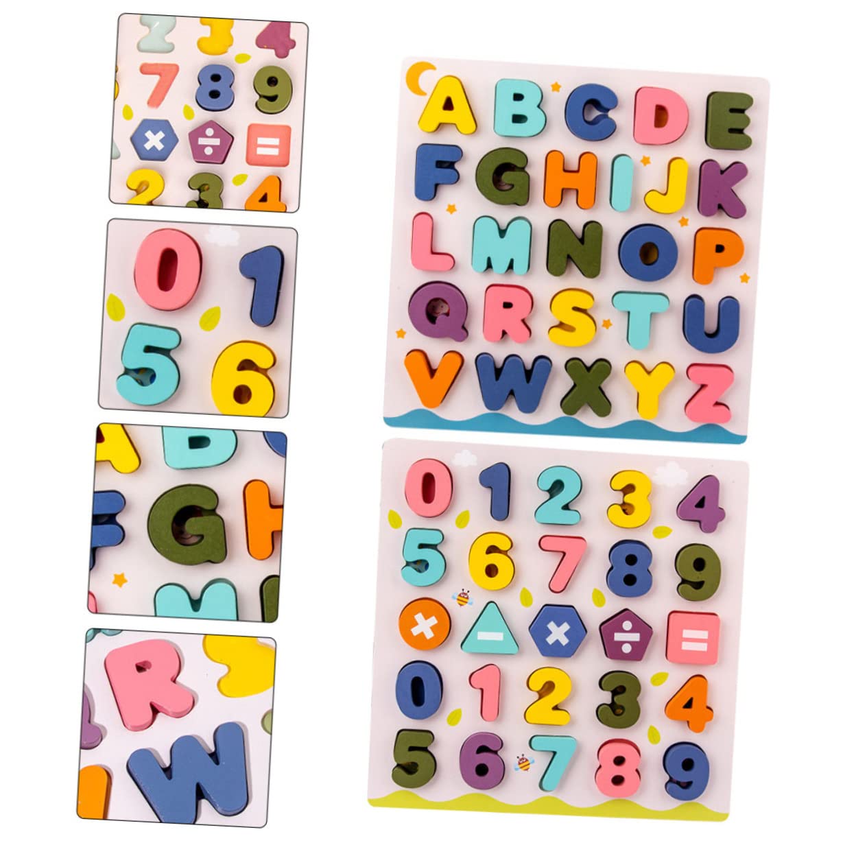 2 Juegos Juguetes Educativos de Madera para Puzzles de Números y Letras Reconocimiento y Aprendizaje Divertido para Infantil Seguro y para Enseñanza Casa
