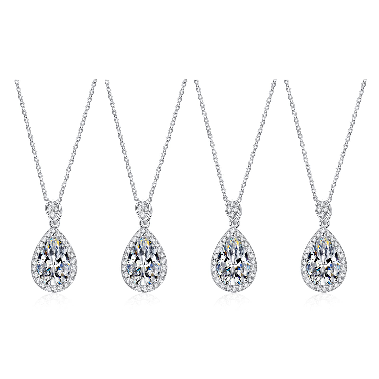 DHQH Bridesmaid Proposal Gifts CZ Tearsdrop Earrings Necklace Set Crystals Pendant Necklaces Jewelry Sets for Bridal Bridesmaids Prom Wedding