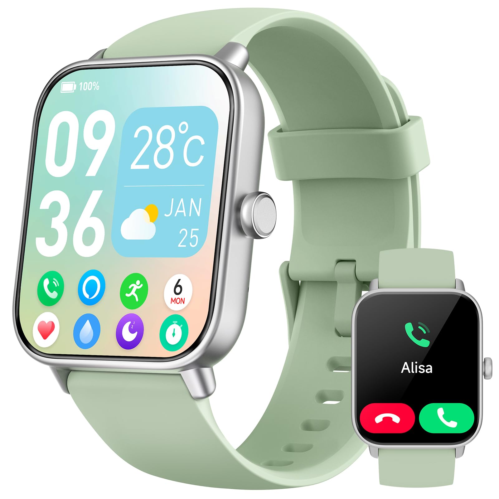 Reloj Inteligente Hombre con Llamadas Bluetooth y Voz de Alexa,1.8" Smartwatch Hombre Mujer con Pulsómetro,SpO2,Sueño,Modo de Ejercicio 100+, Reloj Deportivo Hombre Impermeable IP68 para Android iOS