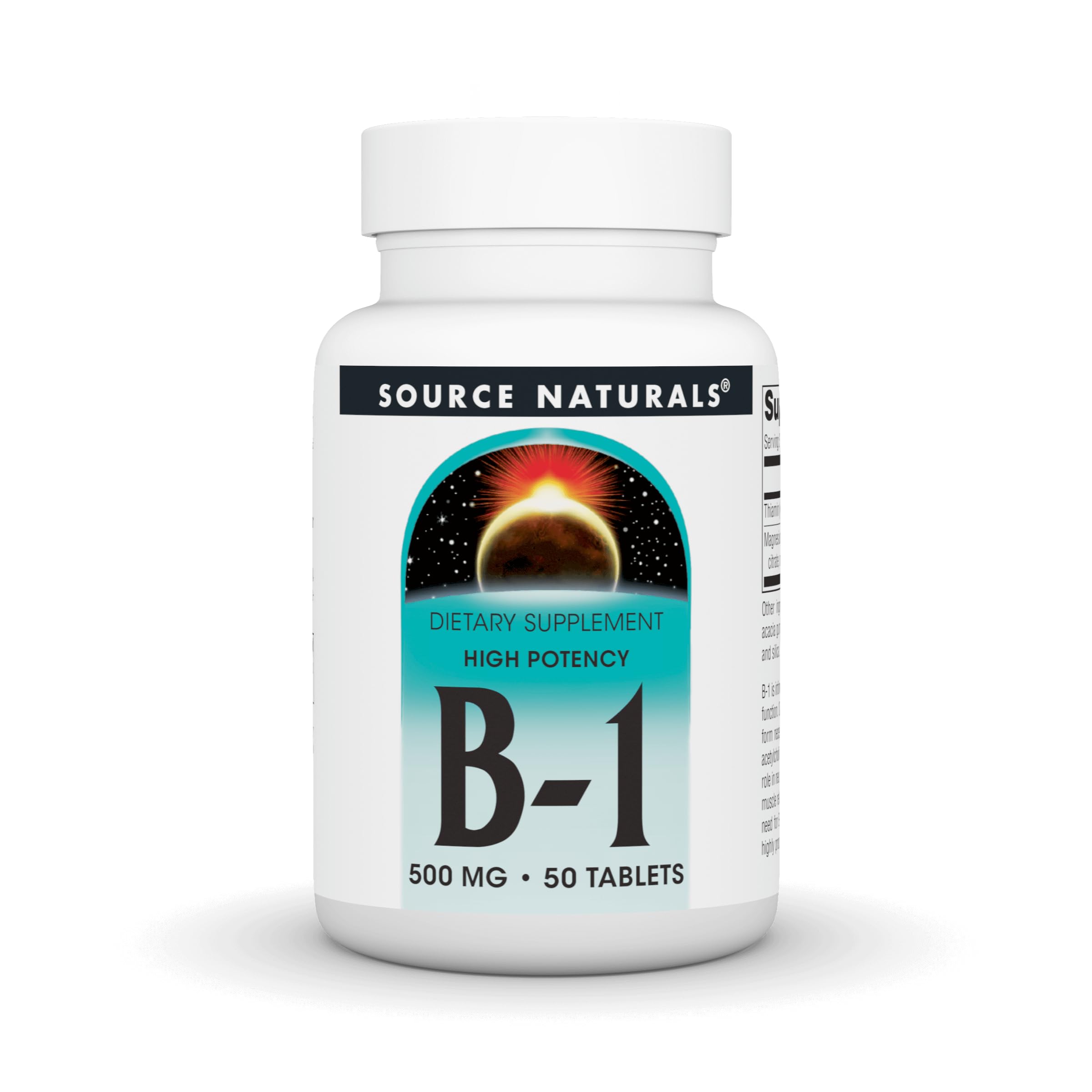 Source Naturals Vitamin B-1 Thiamin 500mg - High Potency, 500mg - 50 Tablets
