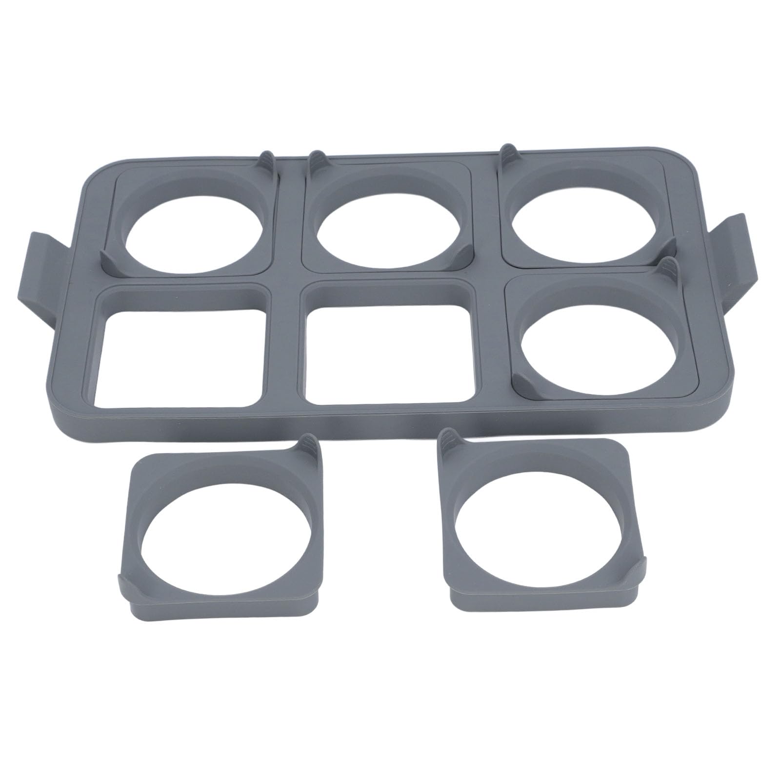 Egg Ring Tray Griddle Egg Ring Tray Silicone Pancake Ring with 6 Detachable Egg Rings for Sandwich Pancake