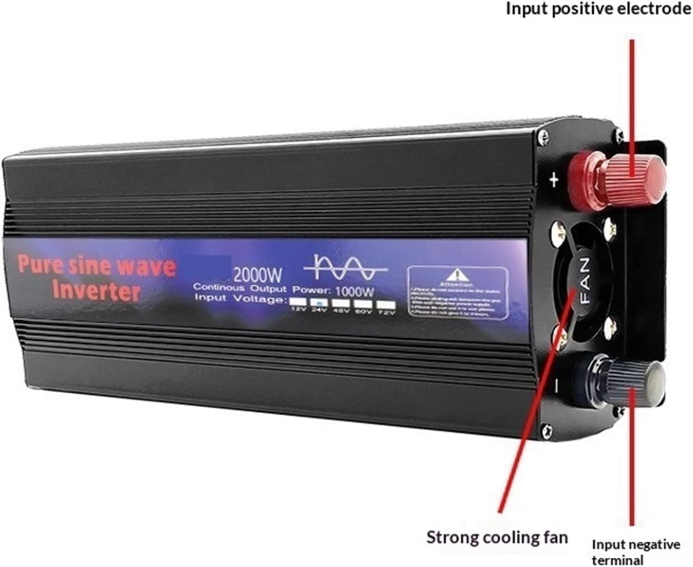 Power Inverter, 12V Pure Sine Wave Solar Inverter 1000W DC to AC 220V 50Hz Portable PowerBank Voltage Power Converters,for Home, RV, Truck(60V)