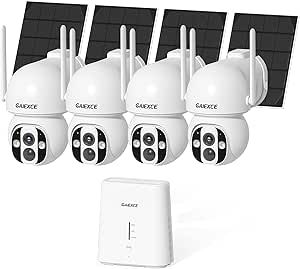 Solar Wireless Security Camera System, Home Security Camera System Outdoor, No Subscription, Solar Powered, 2.4G & 5G WiFi 4 Cam Kit, 4MP Color Night Vision, 360° Pan & Tilt, Two-Way Talk, IP66 asin的图片