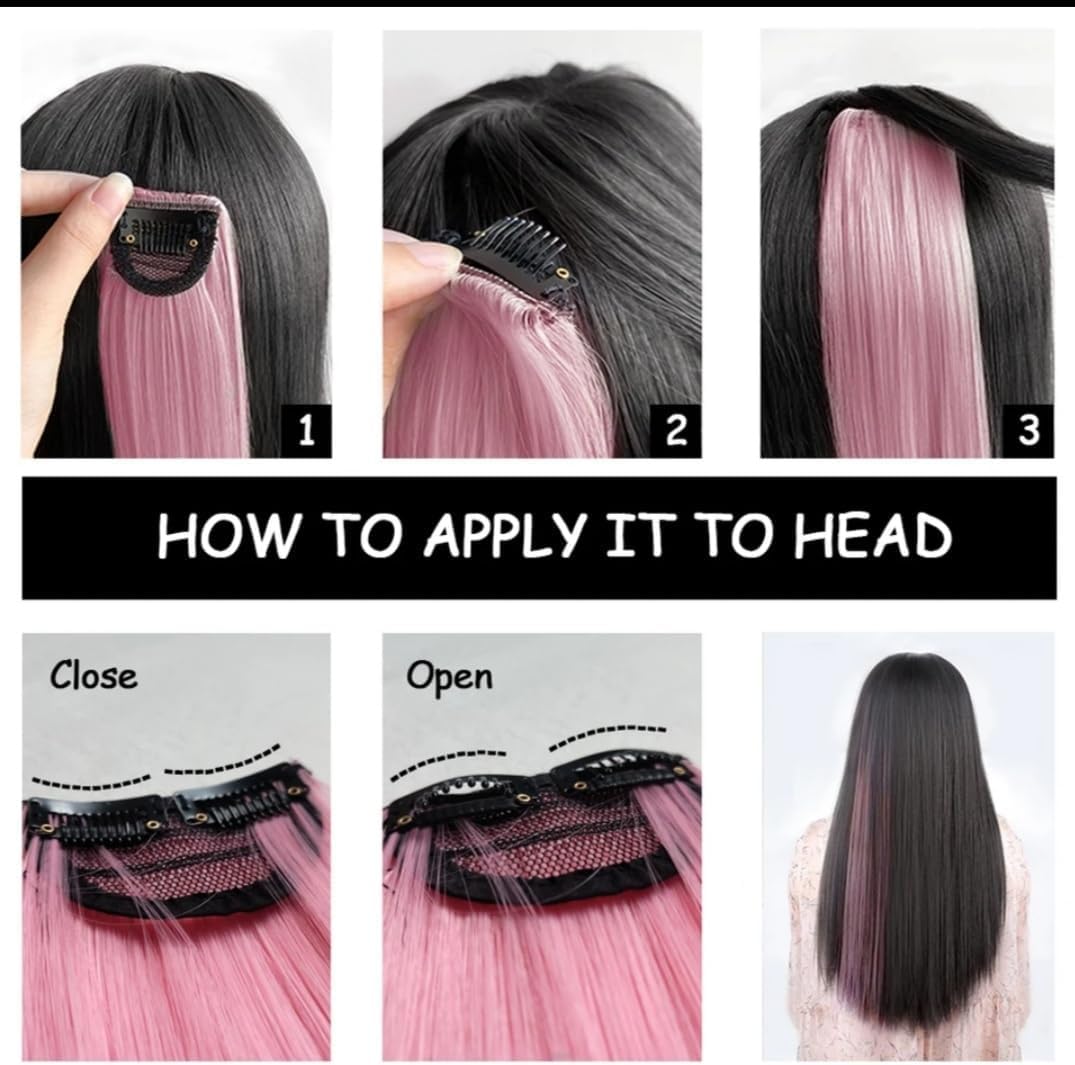 Clip-In Hair Extension Highlights Streaks, Colourful Hair Highlights (2 Clips Lavender x 1) - Image 2