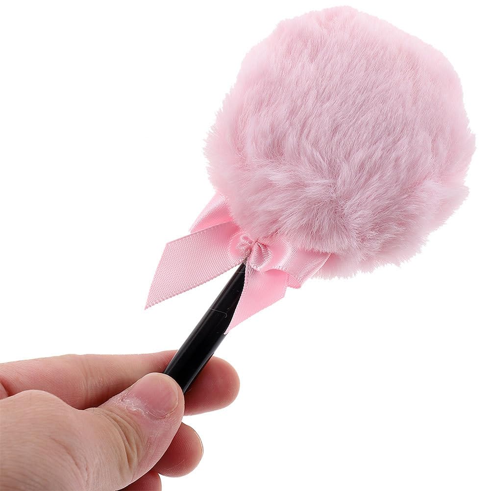 Lollipop Shaped Fluffy Powder Puff with Long Handle Soft Makeup Applicator for Face and Body Loose Setting Powder Absorption