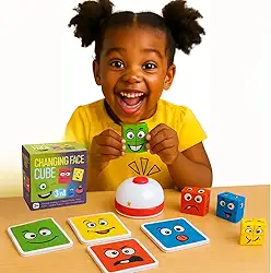 Brinquedo Educativo 3 EM 1 Cubo das Emoções com sininho - Monta cara e Pares Malucos Jogo Pedagógico Criativo e Divertido para Crianças, Meninos e Meninas, Didático Lúdico 3+ Anos Jogos de Tabuleiro