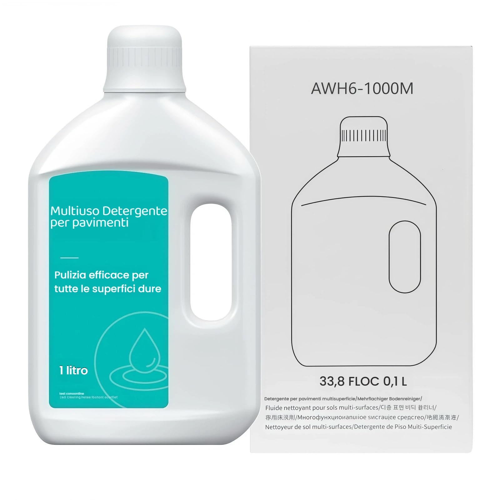 Solución De Limpieza De Pisos De Botella De 1 Litro Compatible Con Dreame La Solución De Aspiradora De Pisos, Sin Residuos Ni Rayas, Para Una Limpieza Profunda(2 bottiglia)
