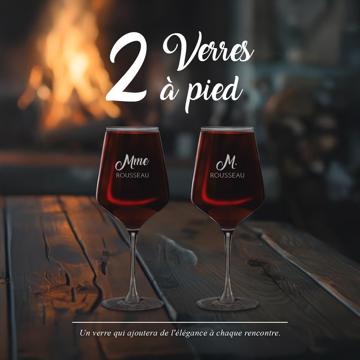 Maverton Set de 2 verre a vin en Cristal - Verres gravés 530 ml - Verres XL Cadeau Personnalisé - Cadeau couple - Set a vin pour parents - cadeau mariage - Noel - Ils