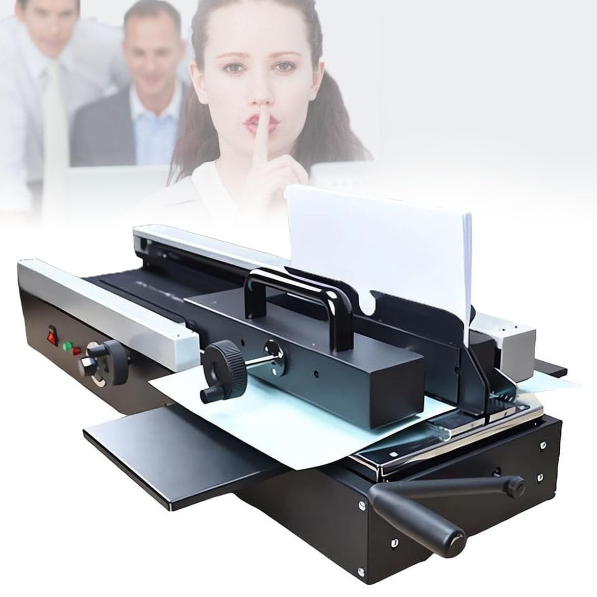 ZHPPED Encuadernadora de Libros A4 de 1200 W, 200 Piezas/H, Perforadora de Papel con Pegamento termofusible inalámbrico, Grosor del Pegamento 40 mm, Longitud del Pegamento 32 cm