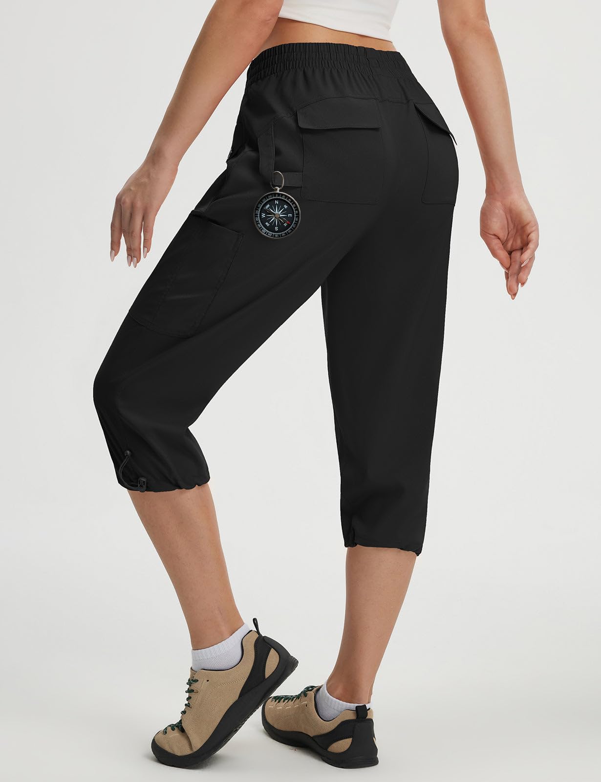 baleaf Pantalones de senderismo para mujer, longitud hasta la rodilla, protección UV, pantalones cargo para exteriores, pantalones de verano