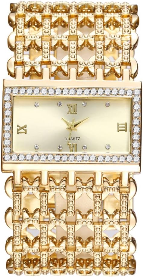 Weicam Women Luxury Crystal Square Dial Hollow Bangle...