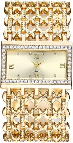 Weicam Reloj de pulsera de cuarzo analógico con esfera cuadrada de cristal para mujer