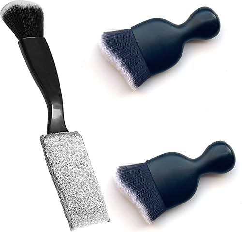 Miniatura 1 de Smeyta Cepillo de doble cabezal para limpieza de coche, cepillos de automóvil para detallar el interior, cepillos para detalles de automóviles