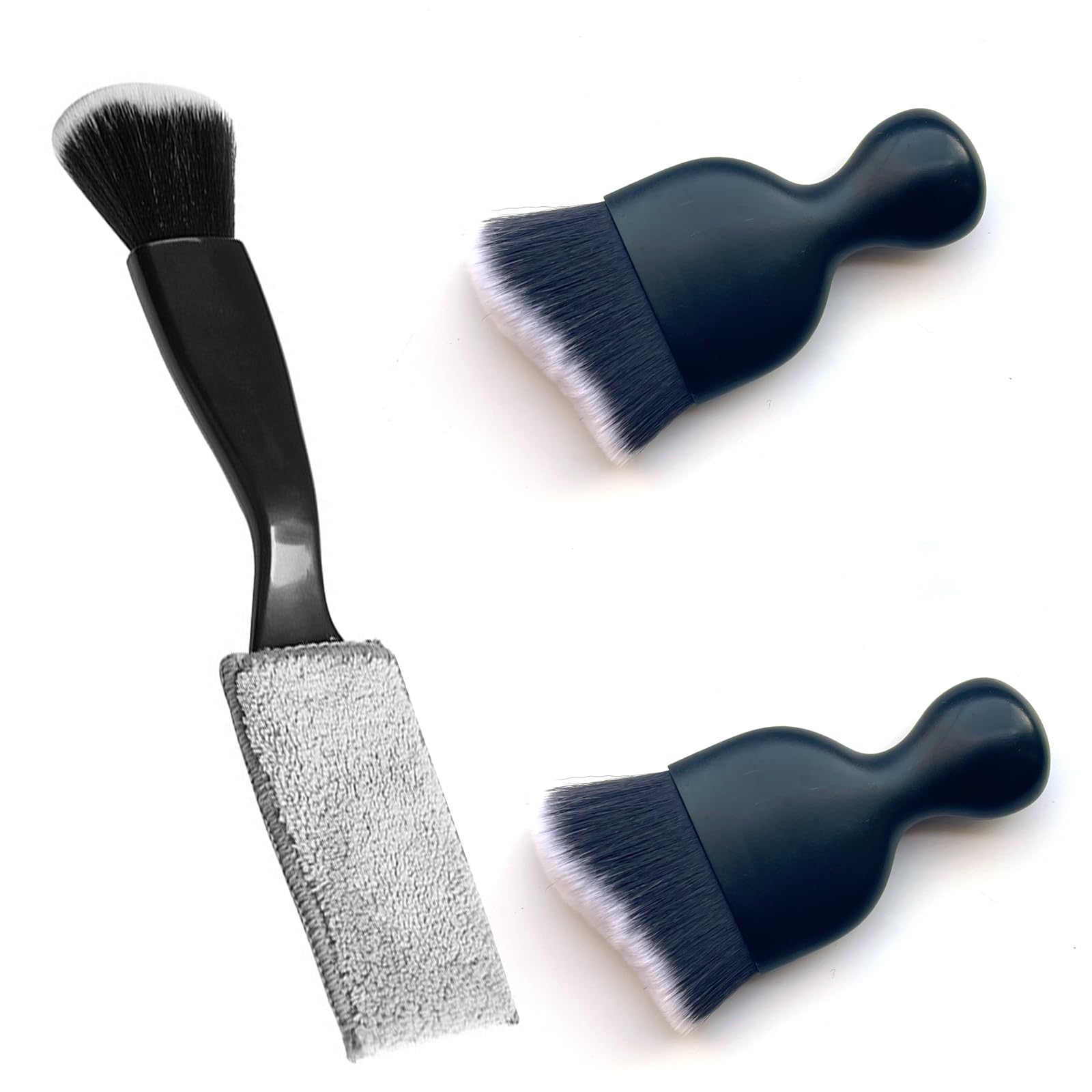 Double Head Brush for Car Clean,Car Brushes for Detailing Interior,Car Detailing Brushes Exterior,Soft Car Detailing Brush(Black&White,3Pack)