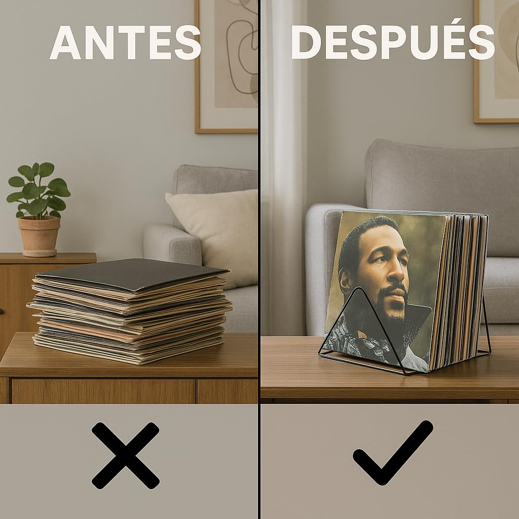 estanterias metalicas para Discos de Vinilo - Mueble Tocadiscos Moderno | Expositor con Capacidad para 75 LPs - No Requiere Montaje | Tocadiscos Vinilo