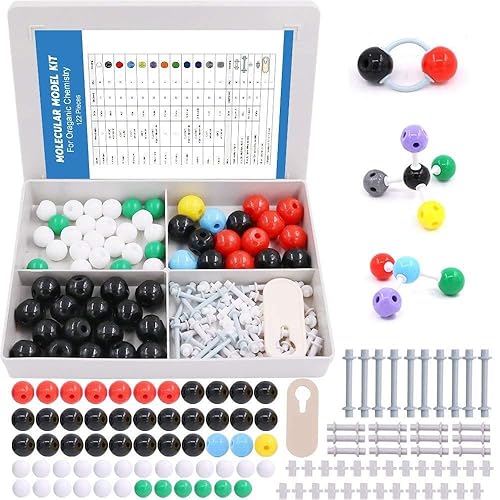 Swpeet Kit de 122 piezas de modelo molecular de química orgánica para estudiantes y profesores, juego de modelos moleculares para química inorgánica