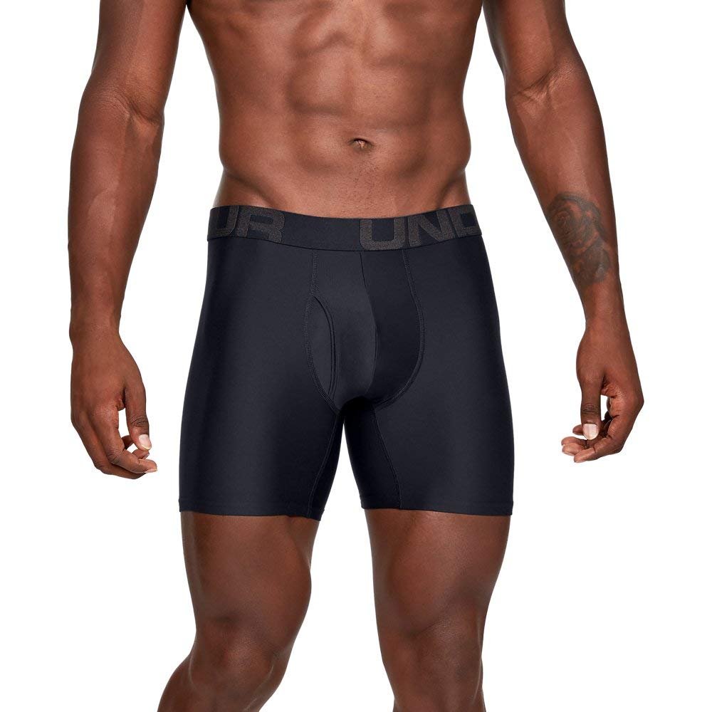 Under Armour mens Tech Boxerjock 6-inch Multipack , Black (001)/Black , Medium