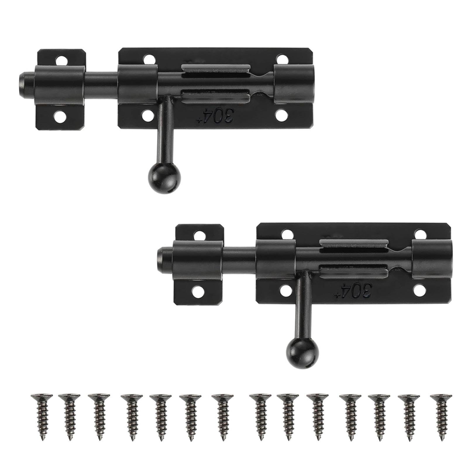 2pcs Slide Gate Latch Bolt Door Lock, Barrel Bolt Door Latch with Padlock Hole