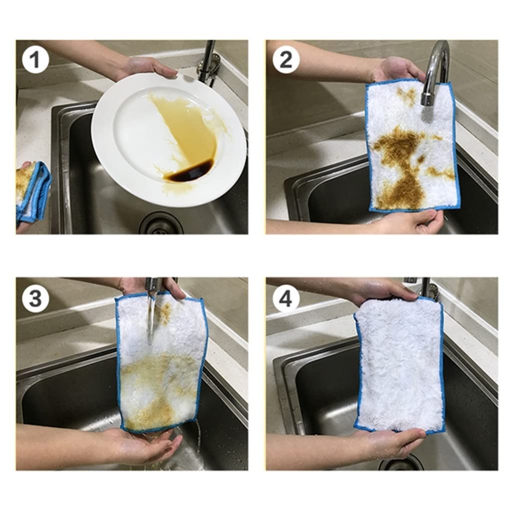 10 Uds. Paño de Cocina de Microfibra Antiadherente de Fibra, paño para Platos de Cocina, Trapos de Limpieza de Agua Que absorben de Doble Cara (10 Uds. De 21x15CM)