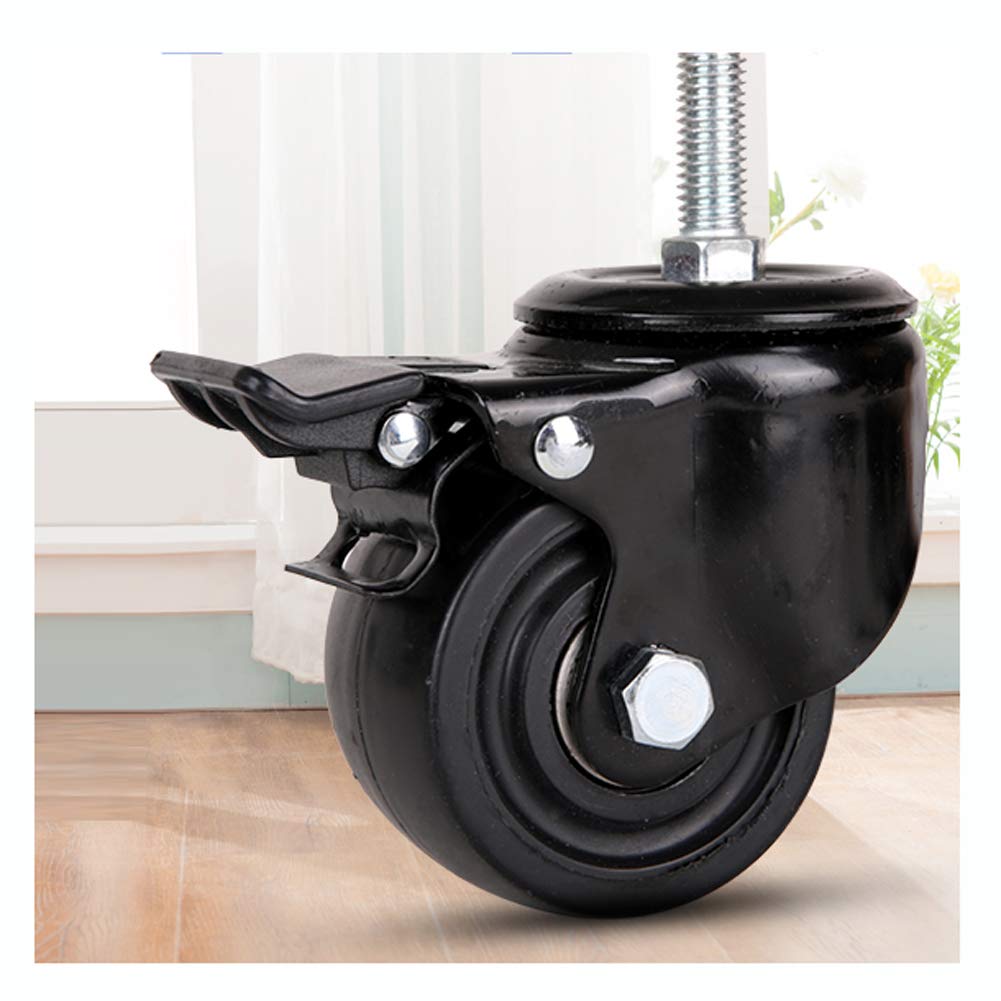 Ruedas giratorias de Nylon roscadas M12 de Alta Resistencia (2,5" y 3") para Transporte Industrial y de Muebles. Capacidad de Carga: 800 kg / 1000 kg. Ruedas silenciosas con Freno para un de