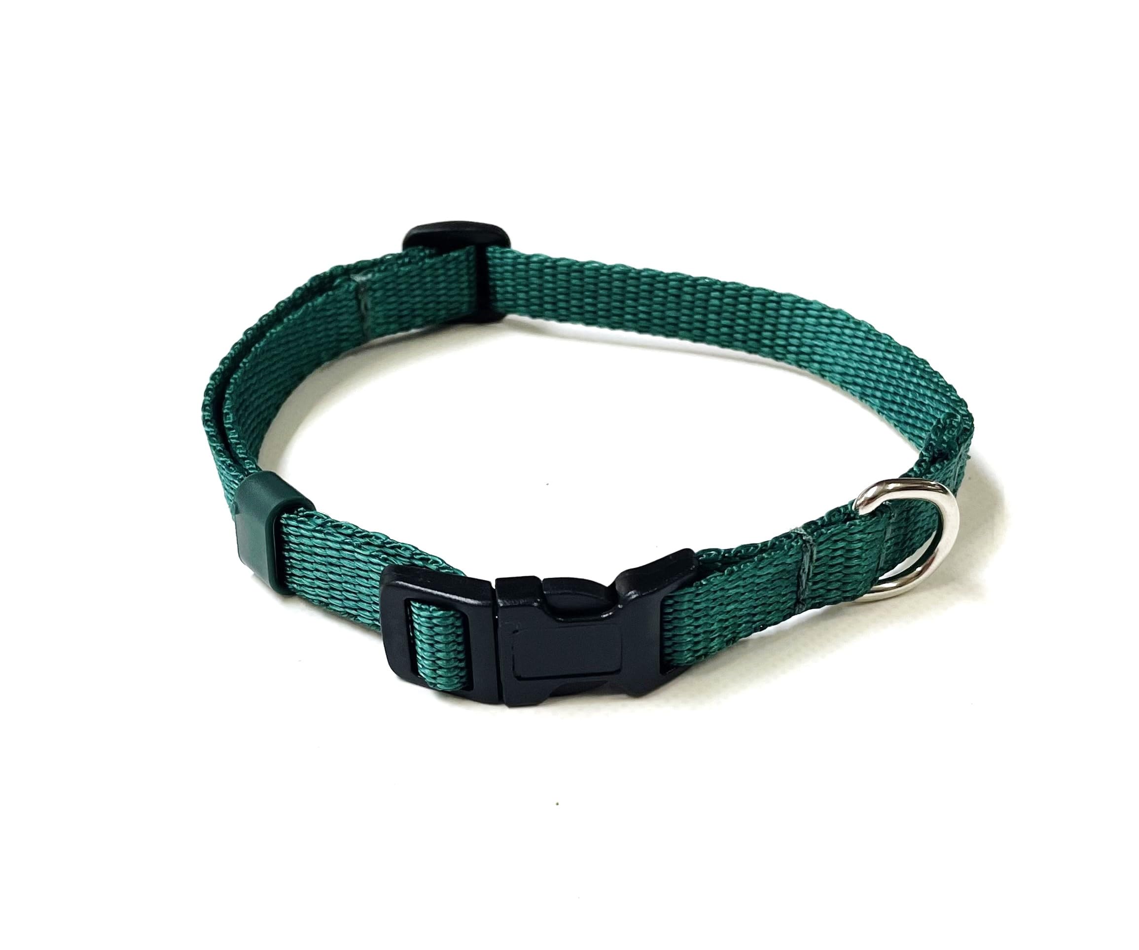Puppy Collar Small Dog Collar Adjustable Strong Durable Training Walking 13mm Webbing (Small (10" - 15"), Forest Green) — image 1