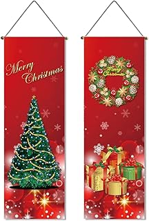 next.design Set of 2 Christmas Wall Scroll Thin Tapestry Tree Wreath Design Decoration Tabletop Room Japanese Style Party Goods Miscellaneous Goods Poster Decoration Entrance Indoor Outdoor Figurine